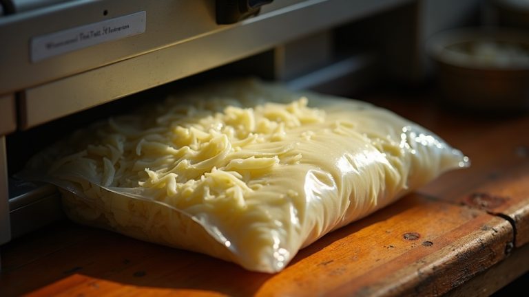 Chamber vacuum sealer compressing salted cabbage bag on wooden bench – Green Holmes