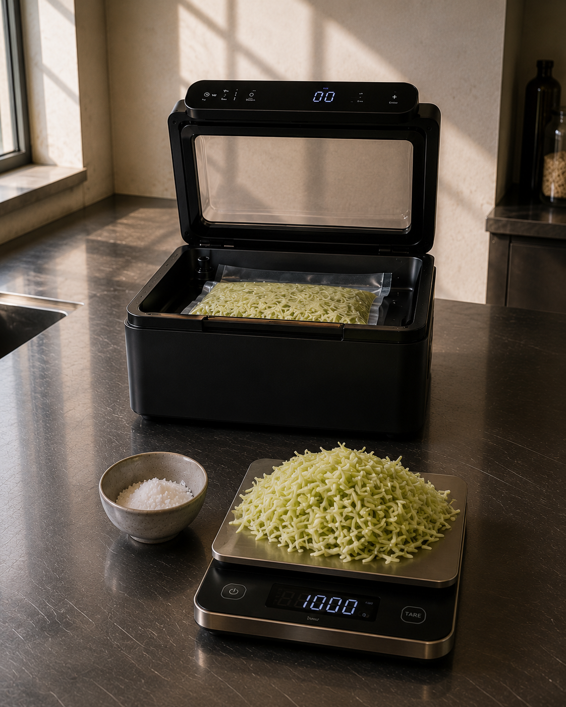 Salt, bag, time, system. The chamber vacuum method end to end.